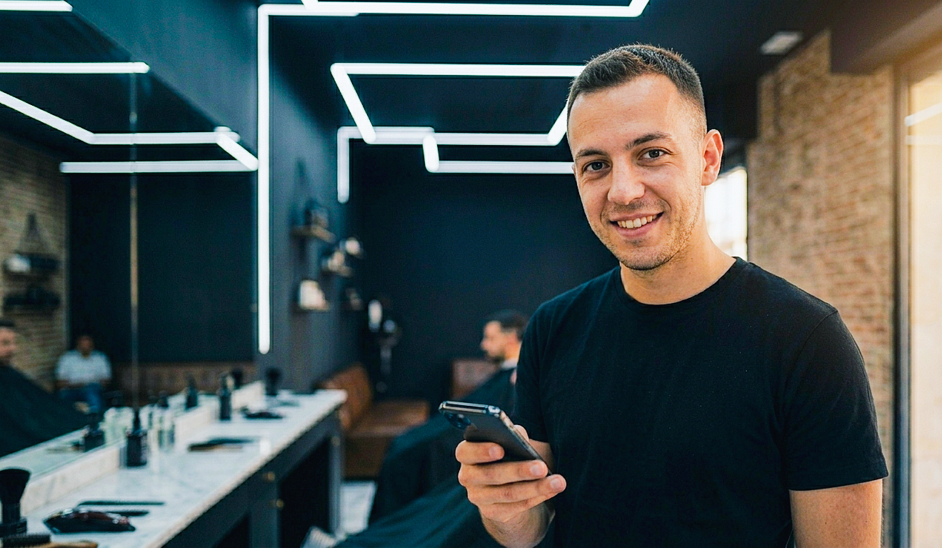 Carlos, barbero fundador en Madrid